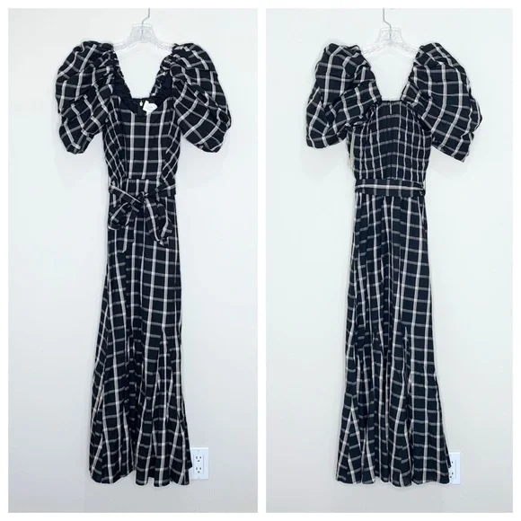 NEW Cleobella x Katherine Schwarzenegger Sun Valley Ankle Dress (Sz XS) Plaid - Picture 4 of 11